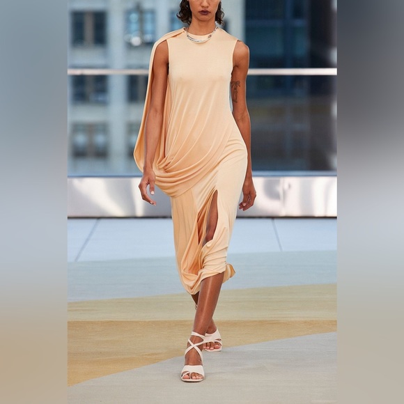 NWT! $695 Jonathan Simkhai Roxi Draped Jersey Dress - Picture 5 of 5